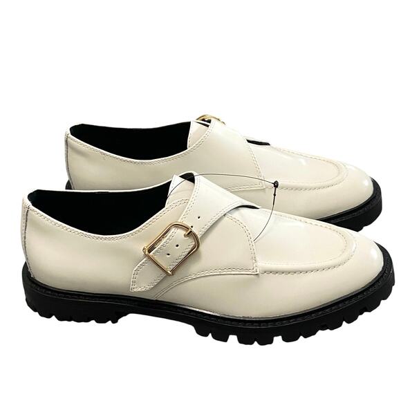 J. Crew Ivory Patent Leather Platform Loafers Woman’s Size 7.5 Preppy minimalist - Picture 1 of 11